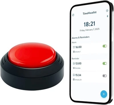 Large Talking Button Clock with Alarm for Visually Impaired, Elderly, Blind - Image 1 of 4