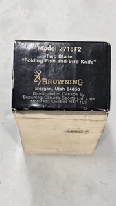 Vintage Browning Two Blade Folding Fish And Bird Knife Model 2718F2 With Sheath  - Picture 1 of 14