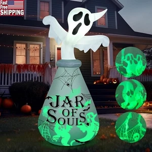 Tarro fantasma inflable de Halloween de 6 pies decoración exterior patio fiesta decoración - Imagen 1 de 10
