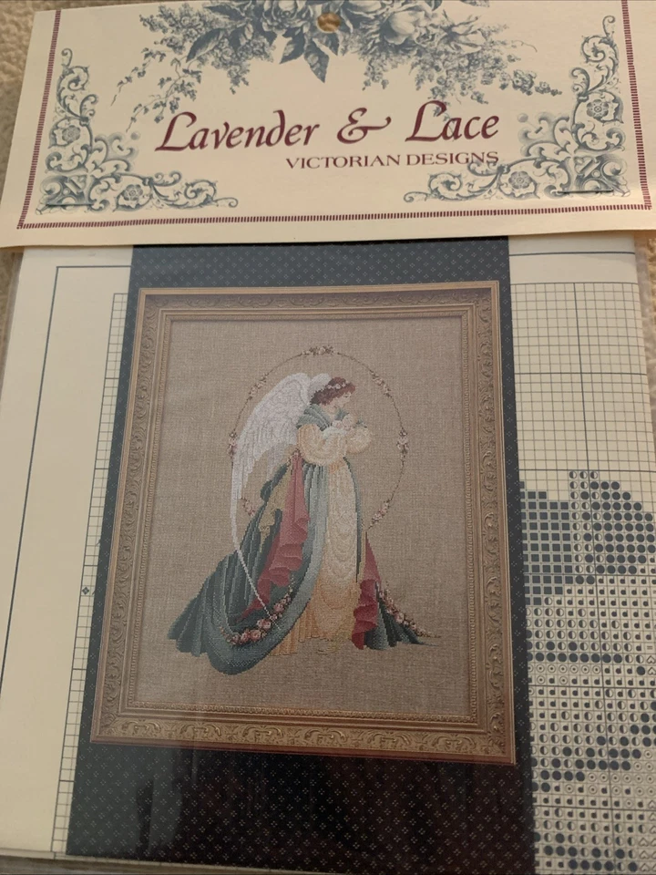 "Guardian Angel" L&L18 Lavender & Lace Cross Stitch chart Marilyn Leavitt-Imblum - Image 1 of 4