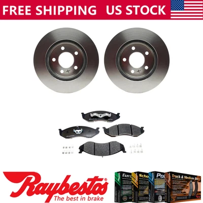 Kit de rotores de freno delanteros + pastillas de cerámica y herrajes para Jeep Wagoneer 1990 Foto 1 de 4