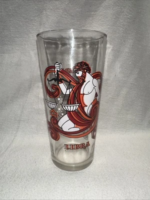 Vintage 1976 Arby's Zodiac Astrology  Libra Drinking Glass Cup Tumbler Scales - Image 1 of 3