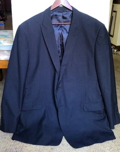 Perry Ellis Portfolio Suit Jacket Mens Blazer 52L Blue Viscose Polyester - Picture 1 of 8