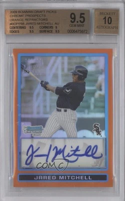 2009 Bowman Draft Orange Refractor /25 Jared Mitchell BGS 9.5 GEM MINT Auto - Image 1 of 2