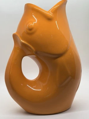 GurglePot Gurgling Fish Water Pitcher Orange Tangerine 42 Oz Vase 9.5” Tall - Image 1 of 4