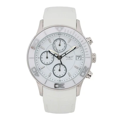 Авиатор хронограф 39 мм белый циферблат и ремень женские кварцевые часы AVW9228L71 - Изображение 1 из 3