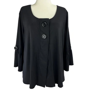 Vintage Womens 22/24 Black Button Front Cardigan Bell Sleeve Goth Whimsygoth Emo - Picture 1 of 7