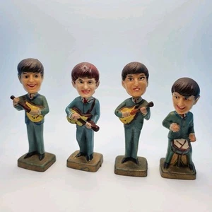 Rare Vintage The Beatles Bobblehead Figurines 4 set Hong Kong 1960’s Cake Topper - Picture 1 of 7