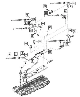 Tubo de suministro de inyector de combustible delantero genuino Mopar 2003-2009 Dodge Ram 2500 5086875AB Foto 1 de 4