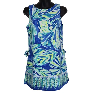 Lilly Pulitzer Donna Strampler Gr. 00 Palmenpassagen ärmellos seitlich zum Binden Coastal - Bild 1 von 11