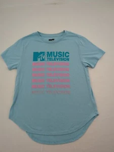 Camiseta MTV Gráfica Talla L Azul 'Music Television' Juniors Dobladillo Alto Bajo Redondeado - Imagen 1 de 15