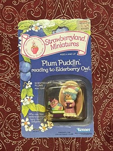 Vintage Strawberry Shortcake Plum Puddin Reading to Owl 1984 Mint On Card RARE