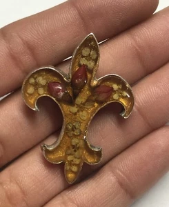 Prendedor colgante Lucita flores rosas secas plata esterlina 925 flor de lis de colección A7 - Imagen 1 de 5