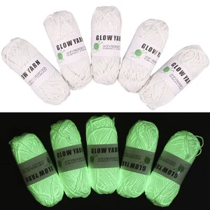 5 Rolls Glow in The Dark Yarn 58 Yard Luminous Yarn for Crocheting Soft Glow ø - Picture 1 of 12