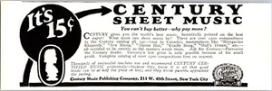 Anuncio impreso 1924 Century Sheet Music Publishing Company PEQUEÑO 2,5 x 6 - Imagen 1 de 3