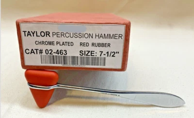 Martelo Taylor Percussion Neuro Reflex cabo cromado sólido cabeça vermelha 7,5 pol - Imagem 1 de 3