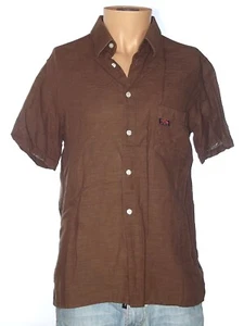 Cormac Camisa Hombre Manga Corta 100% Algodón Talla M Marrón Casual Verano Moda - Imagen 1 de 11