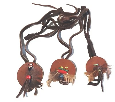 3 borlas de pelo vintage de cuero y plumas, cita, hombre/mujer occidental rústico Foto 1 de 2
