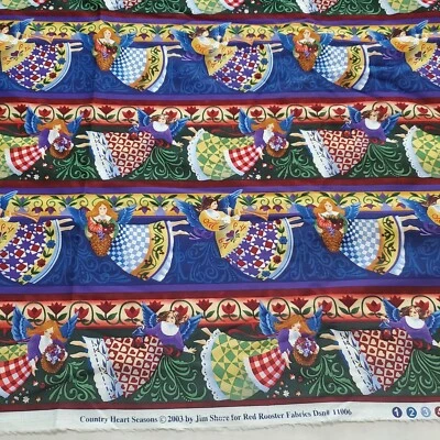 红色公鸡棉织物乡村心形季节天使吉姆·肖尔 44 英寸宽 x 2⁄2 码 — 第 1/4 张图片