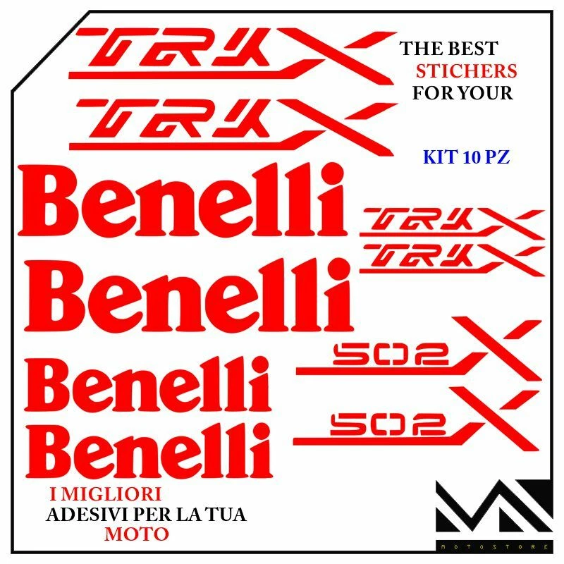 MOTOSTORE KIT ADESIVI Stickers Decal PER MOTO BENELLI TRK 502 X MOTORCYCLE COLORE ROSSO
