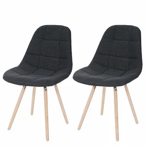 2er-Set Küchenstuhl HWC-A60 II, Stuhl Esszimmerstuhl, Retro, Stoff dunkelgrau - Bild 1 von 7