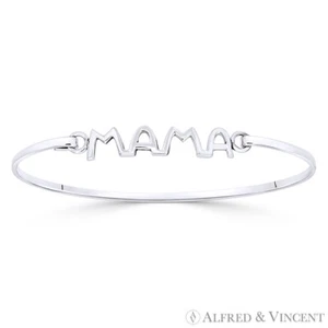 "Mama" Wort Schrift Mutterschaft Charm Manschette Armreif Armband in .925 Sterling Silber - Bild 1 von 1