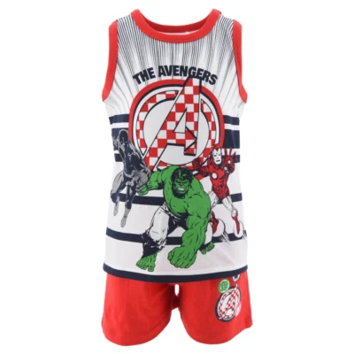COMPLETO SHORT + CANOTTA AVENGERS MARVEL BAMBINO 100% COTONE - EX1069ROSSO - Immagine 1 di 4