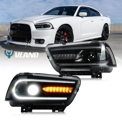 VLAND LED Projector Headlights Dual Beam For DODGE CHARGER 2011-2014 Front Lamps - Image 1 of 4