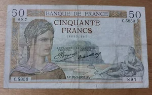 Billet 50 Fr Cérès 25.3.1937 Fay 17/36 Alph. C.5853 - Imagen 1 de 2