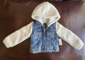 SIZE 3 BABY GAP SHERPA DENIM JEAN JACKET COAT - Imagen 1 de 8