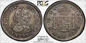Peru 1777-L MJ 1/2 Real PCGS AU50 RARE - Picture 1 of 3