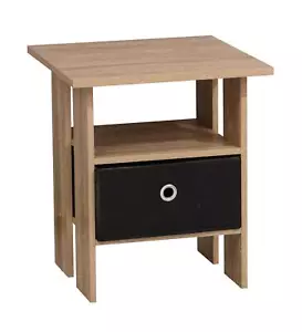 Mesa auxiliar roble con cesta negra - Imagen 1 de 1