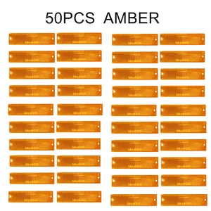10/20/50pcs 4 3/8" x 1 1/8" Trailer Rectangular Self Adhesive Safety Reflectors - Picture 1 of 15