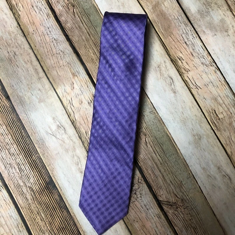 Bar III Mens Neck Tie Amici Grid Purple Slim Formal Casual - Image 1 of 1
