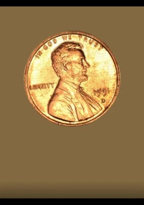 1991 D USA Lincoln Memorial One Cent Penny Copper D Mark - Image 1 of 4