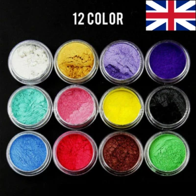 12 Color/Set Mica Pigment Powder Perfect for Soap Cosmetic Resin Colorant Dye UK - Image 1 of 4