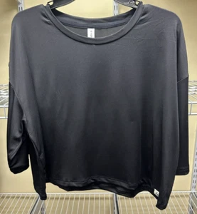 Camicia donna Fenteng nera maniche lunghe 3/4 crop top taglia large nuova difetto - Foto 1 di 7