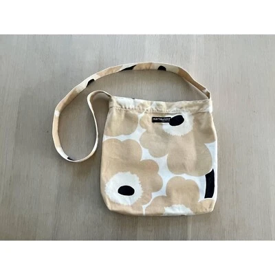 Bolso Bandolera Beige MARIMEKKO Unikko Vintage Lona, Estampado Amapola Foto 1 de 4