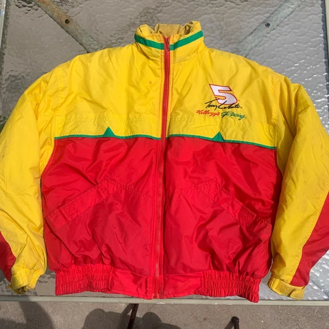 Vintage Terry Labonte Jacket Mens Large Yellow Red Competitor View Nascar Puffer Cover