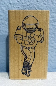 Sello de goma montado en madera para jugador de fútbol touchdown Tommy impresión de fábrica NUEVO - Imagen 1 de 2