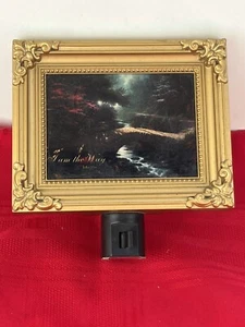 VTG THOMAS KINKADE STREAM BRIDGE SCENE NIGHT LIGHT GOLDEN FRAME “ I AM THE WAY” - Picture 1 of 6