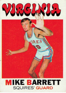 MIKE BARRETT  1971-72 TOPPS BASKETBALL #162 ABA