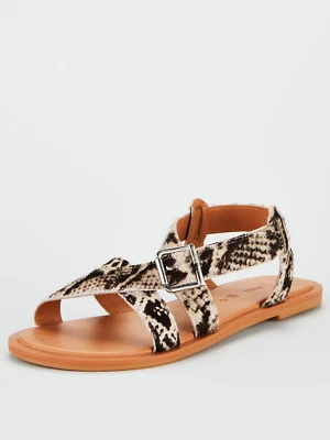 V by Very Crossover Animal Effect Leather Strappy Women's Snake Sandal SIZE UK 5 - Image 1 of 4