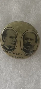 vintage 1896 WILLIAM McKINLEY & HOBART presidential campaign JUGATE pin BUTTON - Picture 1 of 3