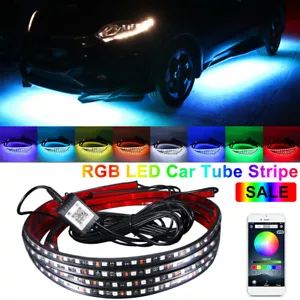 4x Auto RGB LED Unterbodenbeleuchtung Neon Underglow Atmosphäre Lichtleiste App - Afbeelding 1 van 12