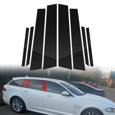 Window Pillar Posts Cover Glossy Black For Jaguar XF Sportbrake 2008-2015 2014 - Image 1 of 4