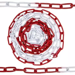 10M Absperrkette rot-weiß Metallkette Warnkette Rundstahlkette Metall 38x22mm - Bild 1 von 7