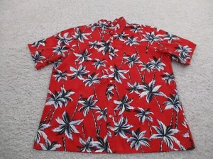 Vintage Avanti Shirt Mens 2XL XXL Red Button Hawaiian Floral Cotton Hawaii USA - Picture 1 of 11