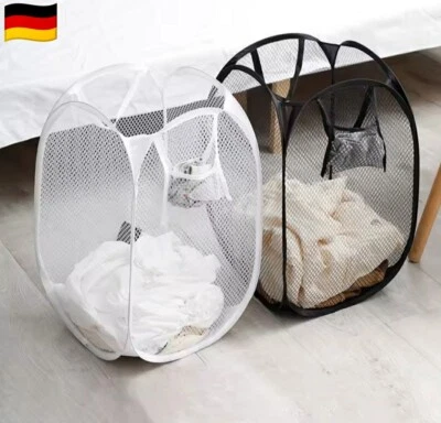 Wäschekorb faltbar Pop-up Wäschekorb Netzstoff Korb Haushalt Camping Waschküche  - Bild 1 von 4