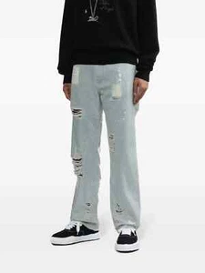 Palm Angels Sequin Embellished Ripped Straight-Leg Jeans | Sz W33 FW23 RRP $1890 - Picture 1 of 7